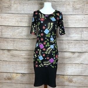 LuLaRoe Julia tulip floral with dipped dot hem